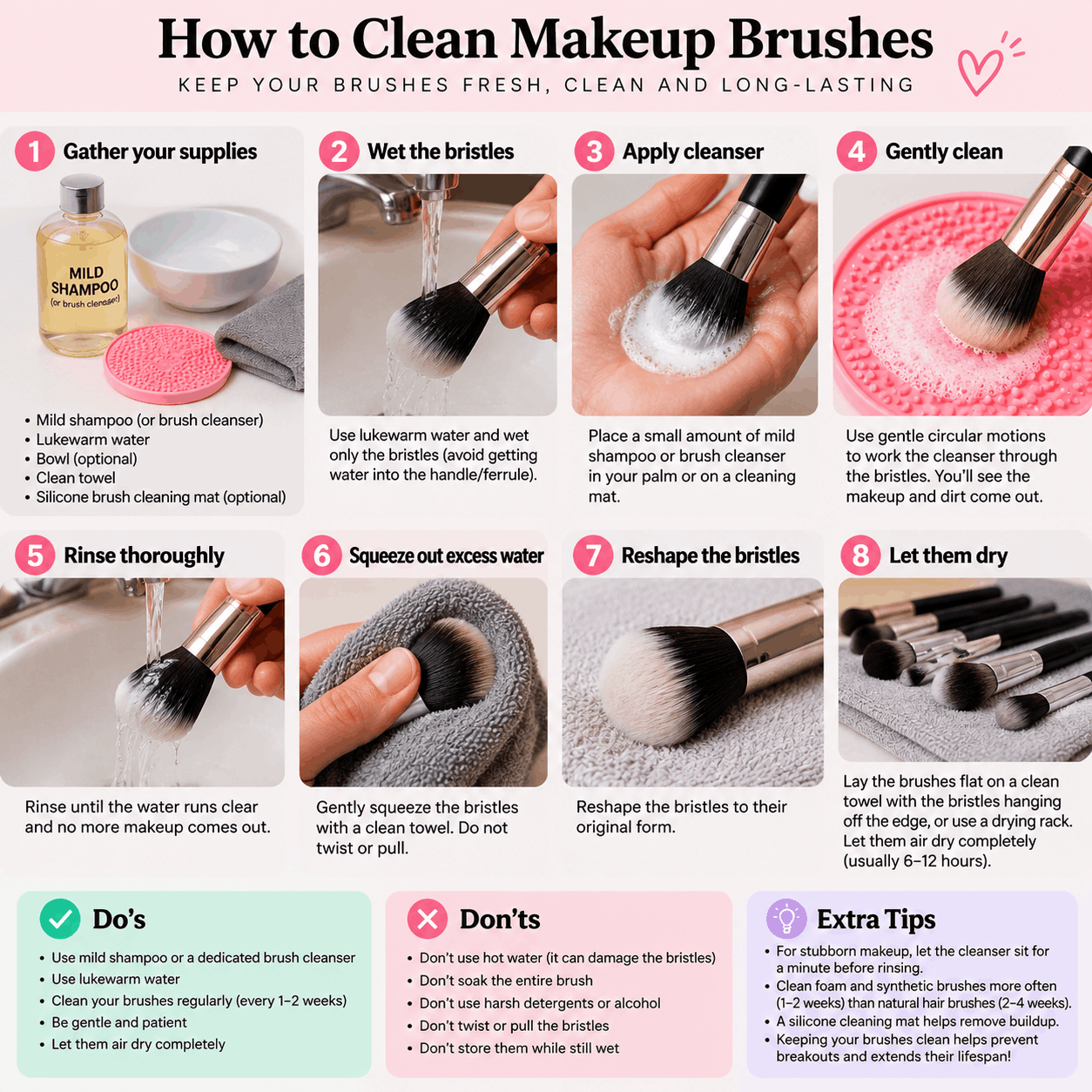 Clean makeup burshes