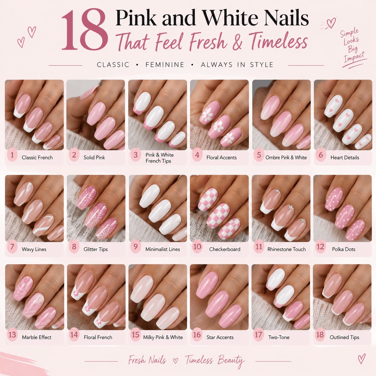 Pink & White Nail Designs
